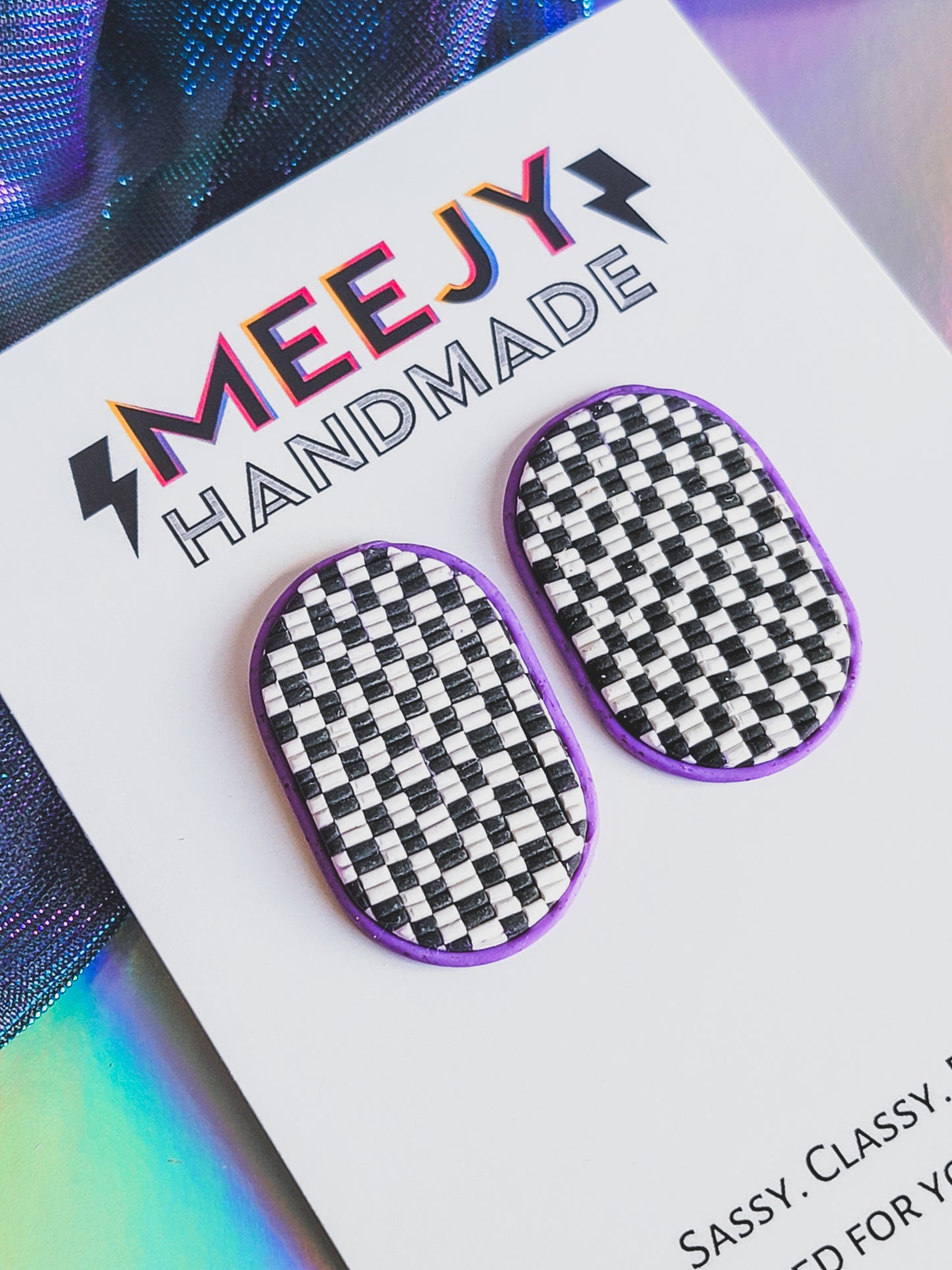 Faux Beaded Large Oval Studs