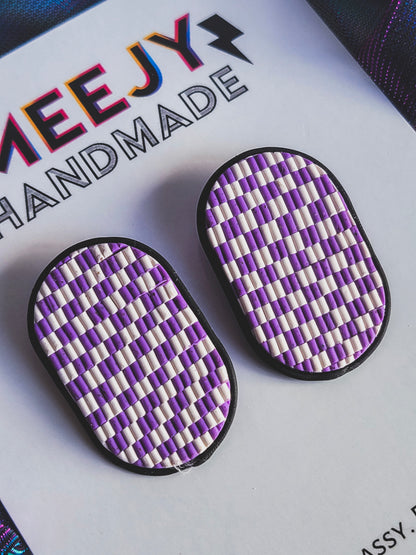 Faux Beaded Large Oval Studs